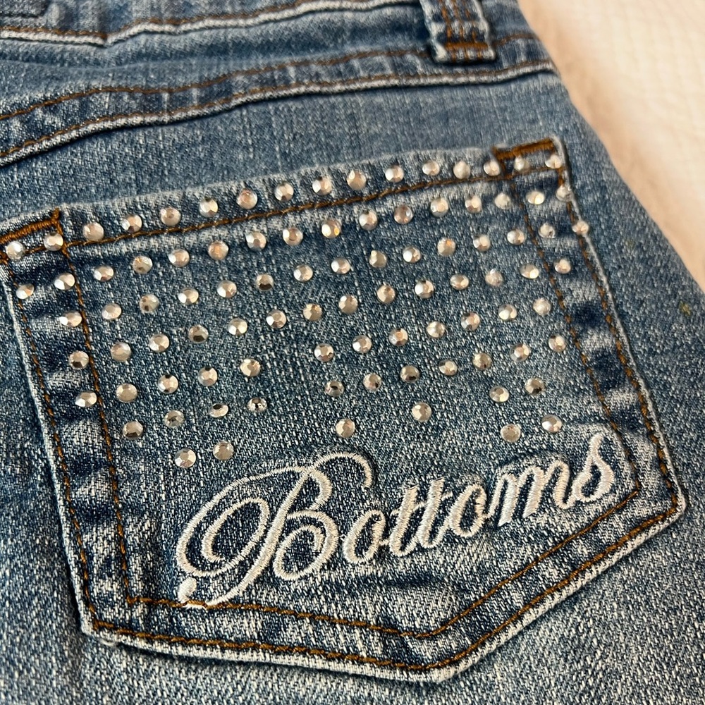 Vintage Y2K Apple Bottoms Rhinestone Denim Mini Skirt - Picture 5 of 12